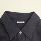 MANAVE マナベ 新品 コットンウール レギュラーカラーシャツ M フランス製 定価49000円 長袖シャツ ネイビー メンズ【中古】5-0823T∞