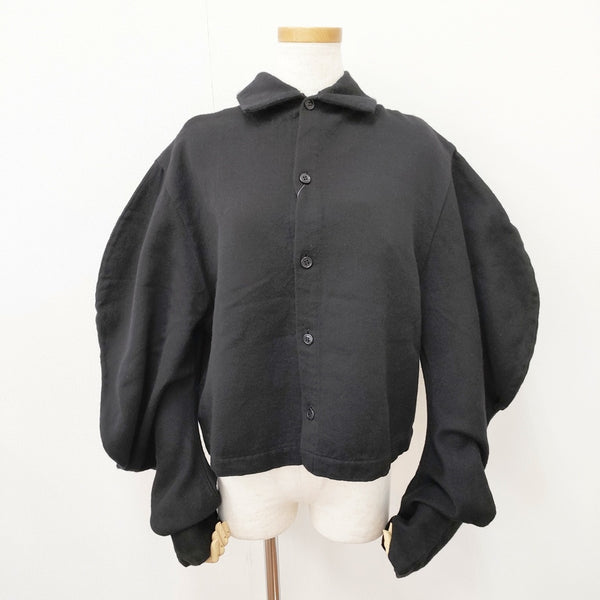 tricot COMME des GARCONS ウール 変形 製品染め TH-B003 AD2021 サイズM 長袖シャツ ブラック レディース トリココムデギャルソン【中古】5-1006T◎