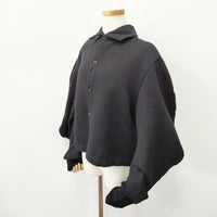 tricot COMME des GARCONS ウール 変形 製品染め TH-B003 AD2021 サイズM 長袖シャツ ブラック レディース トリココムデギャルソン【中古】5-1006T◎