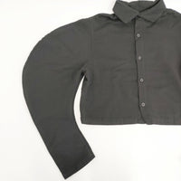 tricot COMME des GARCONS ウール 変形 製品染め TH-B003 AD2021 サイズM 長袖シャツ ブラック レディース トリココムデギャルソン【中古】5-1006T◎