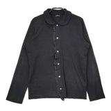 tricot COMME des GARCONS TA-T011 コットンリネン 製品洗い フリル 丸襟 ブラウス シャツ AD2017 ブラック レディース トリココムデギャルソン【中古】5-0730M∞