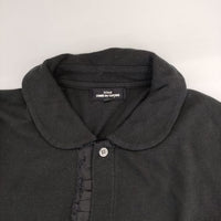 tricot COMME des GARCONS TA-T011 コットンリネン 製品洗い フリル 丸襟 ブラウス シャツ AD2017 ブラック レディース トリココムデギャルソン【中古】5-0730M∞
