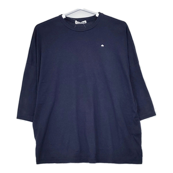 mina perhonen peonia ws8172 七分袖 サイズ40 コットン Ｔシャツ カットソー ネイビー レディース ミナペルホネン【中古】5-0606S△