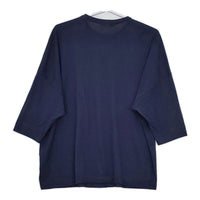 mina perhonen peonia ws8172 七分袖 サイズ40 コットン Ｔシャツ カットソー ネイビー レディース ミナペルホネン【中古】5-0606S△