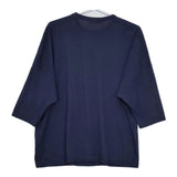 mina perhonen peonia ws8172 七分袖 サイズ40 コットン Ｔシャツ カットソー ネイビー レディース ミナペルホネン【中古】5-0606S△