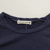 mina perhonen peonia ws8172 七分袖 サイズ40 コットン Ｔシャツ カットソー ネイビー レディース ミナペルホネン【中古】5-0606S△