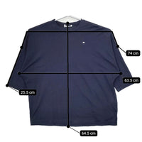 mina perhonen peonia ws8172 七分袖 サイズ40 コットン Ｔシャツ カットソー ネイビー レディース ミナペルホネン【中古】5-0606S△