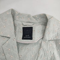mina perhonen flower beads 定価121000円 zs6676 刺繍 ロングジャケット リネンシルク コート ライトグリーン レディース ミナペルホネン【中古】5-0714M∞