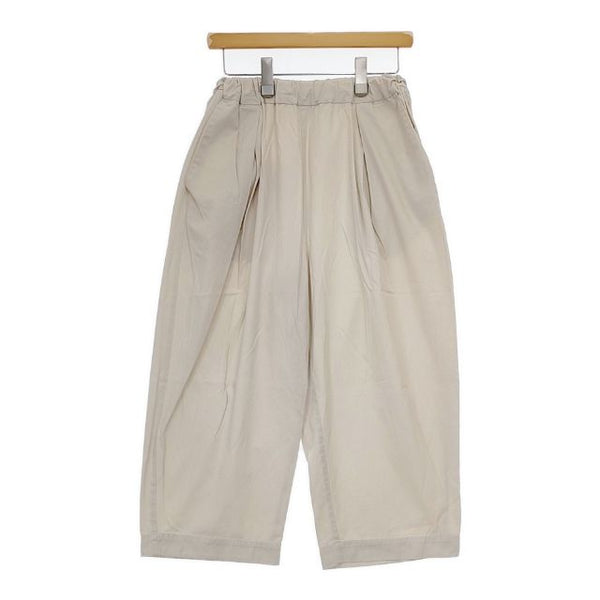 yuni 80/2強撚コットンギャバゴムタックパンツ イージーワイド パンツ ライトベージュ レディース ユニ【中古】5-0730G∞