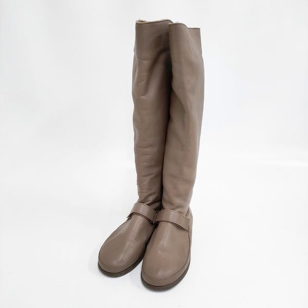 JURGEN LEHL レザー ロング 24.5cm ブーツ ブラウン レディース ヨーガンレール【中古】5-1014T◎