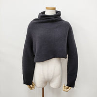 JURGEN LEHL 変型 ニット ハイネック ショート丈 ニット ネイビー