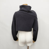 JURGEN LEHL 変型 ニット ハイネック ショート丈 ニット ネイビー