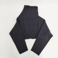 JURGEN LEHL 変型 ニット ハイネック ショート丈 ニット ネイビー