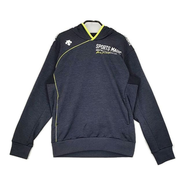 DESCENTE プルオーバー ウォームスウェット パーカー ネイビー イエロー メンズ デサント【中古】5-0730M∞