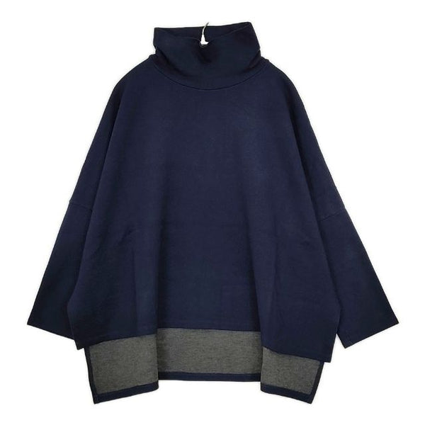 manon ハイネック 長袖Ｔシャツ カットソー ロンＴ ネイビー レディース マノン【中古】5-1105T∞