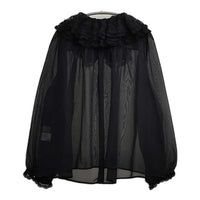 yukiemon 未使用品 シフォンパイブラウス 3L レース 定価24200円 ブラウス シャツ ブラック レディース ユキエモン【中古】5-0927M∞