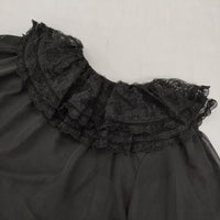 yukiemon 未使用品 シフォンパイブラウス 3L レース 定価24200円 ブラウス シャツ ブラック レディース ユキエモン【中古】5-0927M∞