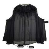 yukiemon 未使用品 シフォンパイブラウス 3L レース 定価24200円 ブラウス シャツ ブラック レディース ユキエモン【中古】5-0927M∞