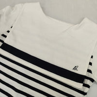 MADISONBLUE SAILOR BORDER L/S TEE　セーラーカラー ボーダー カットソー ホワイト ネイビー レディース マディソンブルー【中古】5-0927M∞