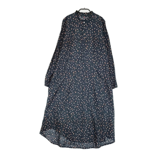 Pal'las Palace 花柄 ボタニカル ローン千日紅スタンド襟ワンピース 定価35200円 ネイビー グリーン レディース パラスパレス【中古】5-0514M♪