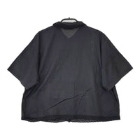 mizuiro-ind ピンタック レース ブラウス コットン 半袖シャツ ブラック レディース ミズイロインド【中古】5-0606S△