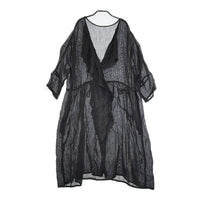 nest Robe フリル カシュクール 01181-0128 シアー リネン和紙 ワンピース ブラック レディース ネストローブ【中古】5-0707M△