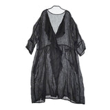 nest Robe フリル カシュクール 01181-0128 シアー リネン和紙 ワンピース ブラック レディース ネストローブ【中古】5-0707M△
