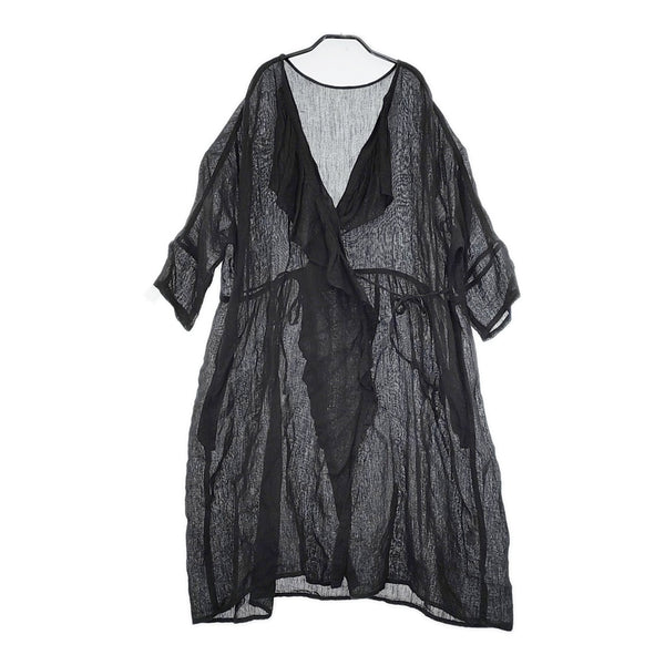 nest Robe フリル カシュクール 01181-0128 シアー リネン和紙 ワンピース ブラック レディース ネストローブ【中古】5-0707M△