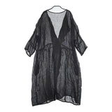 nest Robe フリル カシュクール 01181-0128 シアー リネン和紙 ワンピース ブラック レディース ネストローブ【中古】5-0707M△