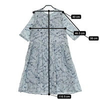 Yesterday CROSS 総柄 七分袖 ESYN02016AM コットン サイズM リボンベルト ワンピース ライトブルー ネイビー レディース イエスタデイクロス【中古】5-0606S△