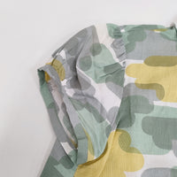 mina perhonen slow cloud Cap sleeve Blouse ACS1311 サイズ40 ブラウス 24SS グレー イエロー レディース ミナペルホネン【中古】5-0514S♪