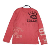 45R/45rpm US天竺のカレッジプリントシャツ 定価15400円 長袖Ｔシャツ カットソー ロンＴ レッド レディース フォーティーファイブアールピーエム【中古】5-0803M∞