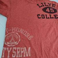 45R/45rpm US天竺のカレッジプリントシャツ 定価15400円 長袖Ｔシャツ カットソー ロンＴ レッド レディース フォーティーファイブアールピーエム【中古】5-0803M∞