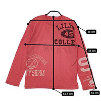 45R/45rpm US天竺のカレッジプリントシャツ 定価15400円 長袖Ｔシャツ カットソー ロンＴ レッド レディース フォーティーファイブアールピーエム【中古】5-0803M∞