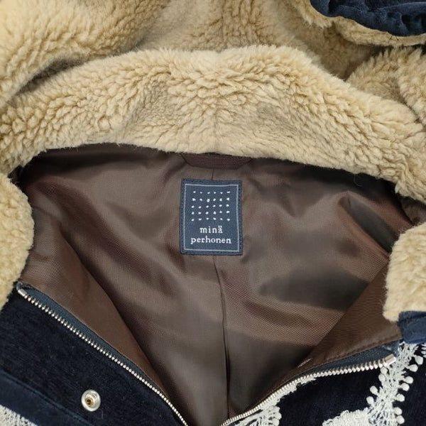 mina perhonen frost garden 刺繍 sa2246 ダウンベスト ネイビー