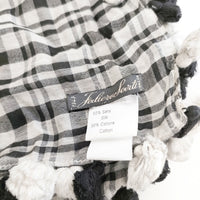 Faliero Sarti シルクコットン チェック ボンボン ストール ライトグレー グレー レディース ファリエロサルティ【中古】5-0918G◎