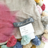Faliero Sarti シルクコットン ボンボン ストール グレー レッド レディース ファリエロサルティ【中古】5-0918G◎