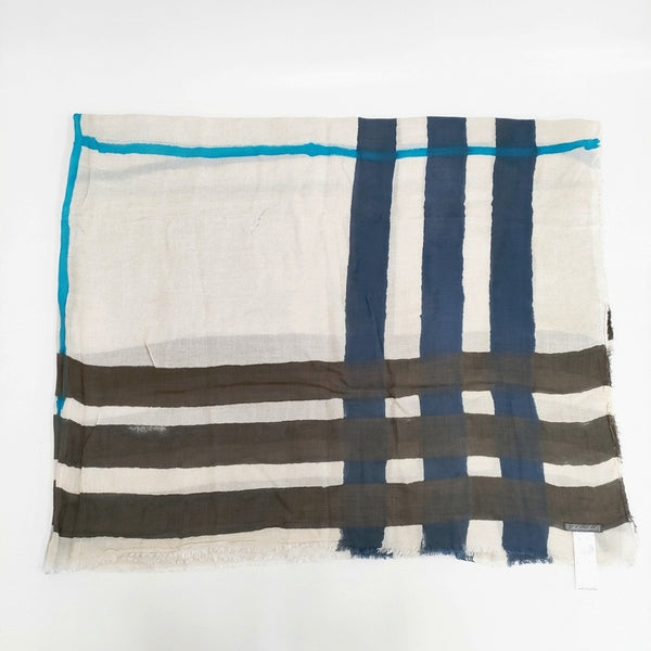 Faliero Sarti モダール ウール 大判 ストール ベージュ ネイビー レディース ファリエロサルティ【中古】5-0918G◎