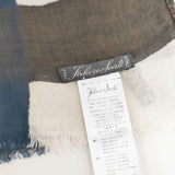 Faliero Sarti モダール ウール 大判 ストール ベージュ ネイビー レディース ファリエロサルティ【中古】5-0918G◎