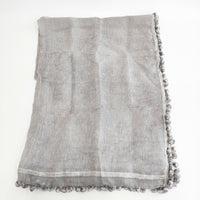 Faliero Sarti シルクコットン ボンボン ストール ライトグレー レディース ファリエロサルティ【中古】5-0918G◎
