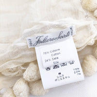 Faliero Sarti シルクコットン ボンボン ストール ベージュ レディース ファリエロサルティ【中古】5-0918G◎