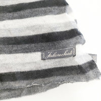 Faliero Sarti ウールシルク カシミヤ混 ボーダー マフラー ストール ホワイト ブラック レディース ファリエロサルティ【中古】5-0918G◎