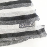 Faliero Sarti ウールシルク カシミヤ混 ボーダー マフラー ストール ホワイト ブラック レディース ファリエロサルティ【中古】5-0918G◎