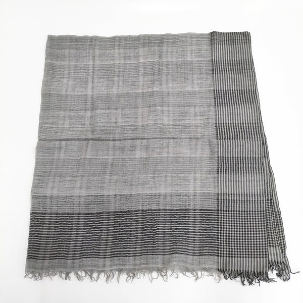 Faliero Sarti ウールシルク 大判 マフラー ストール グレー ブラック レディース ファリエロサルティ【中古】5-1014T◎