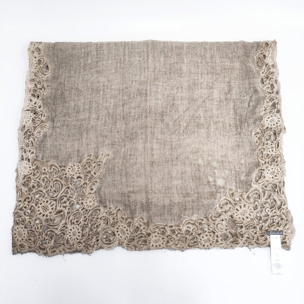 Faliero Sarti ウールレーヨンシルク レース マフラー ストール ブラウン レディース ファリエロサルティ【中古】5-1014T◎