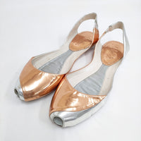 MALOLES サイズ35 1/2 フラット パンプス シルバー ピンクゴールド レディース マロレス【中古】5-0603M◎