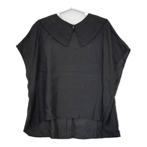 nest Robe ノースリーブ 01212-1186 つけ襟付き リネン セーラーカラー 定価19800円 ブラウス シャツ ブラック レディース ネストローブ【中古】5-0606S△