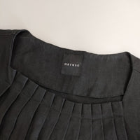 naruse na-02019 リネン タック 半袖 サイズF ブラウス シャツ ブラック レディース ナルセ【中古】5-0606S△
