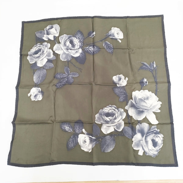 MARGARET HOWELL SILK TWILL SCARF 578-3278002 2023年 定価35200円 スカーフ カーキ ブラック レディース マーガレットハウエル【中古】5-0918G◎