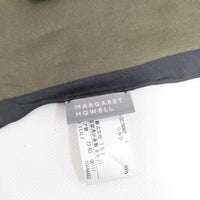 MARGARET HOWELL SILK TWILL SCARF 578-3278002 2023年 定価35200円 スカーフ カーキ ブラック レディース マーガレットハウエル【中古】5-0918G◎